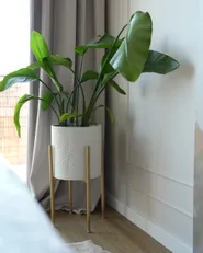 Upphöjd växtkruka SOLDANELLA 35 cm Metall Vit_1168030
