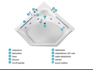 Kulmaporeamme LED-valolla CACERES 211 x 150 cm Valkoinen_786962