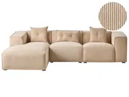Corner Sofa 3 Seater DOLVA Corduroy Beige Right Hand_984468