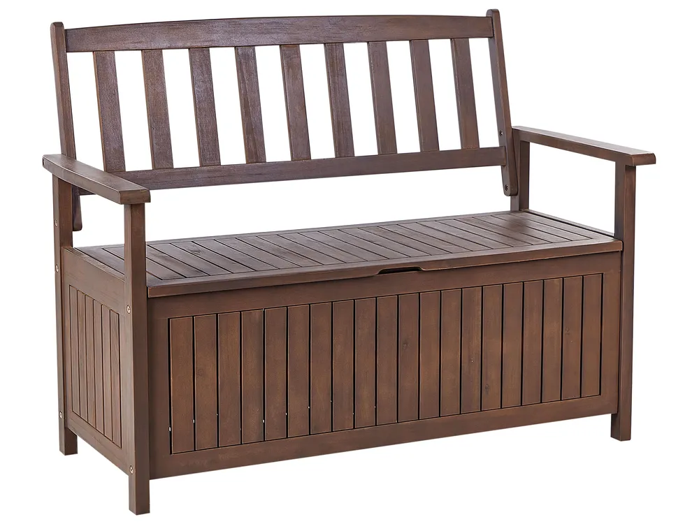 Garden Bench with Cushion SOVANA 120 cm with Storage Acacia Wood Red_882956