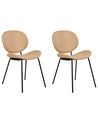 Set of 2 Dining Chairs LUANA Faux Leather Sand Beige