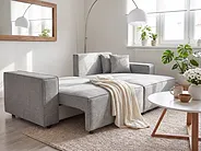 Corner Sofa Bed KARILA with Storage Fabric Grey Left Hand_1154544