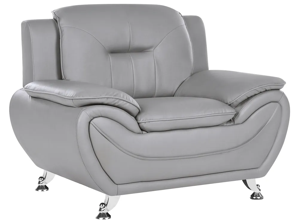 Living Room Set 6 Seater LEIRA Faux Leather Grey_1058674