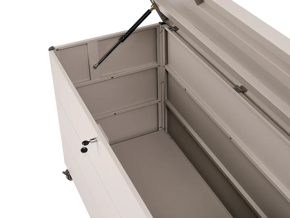 Oppbevaringsboks KYMI 136 cm 55 cm Metall med hjul Beige_1172874
