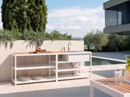 Outdoor Kitchen Island AVETRANA Brown/ White Metal_1068912