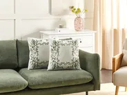 Set med 2 prydnadskuddar ZALEYA 45 x 45 cm Bomull Vit Blommigt tryck_914054