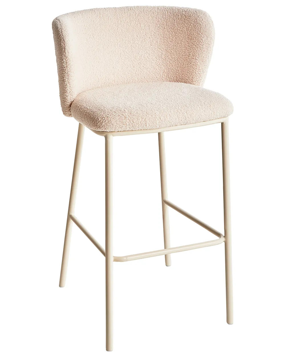 Set of 2 Bar Chairs MINA II Boucle Light Beige_1032823