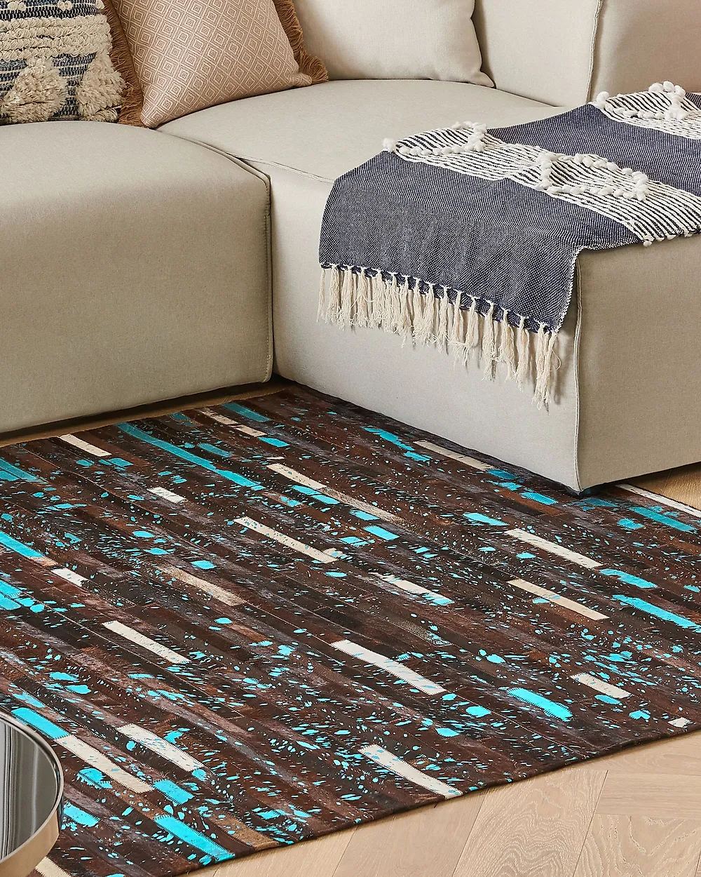Rug KISIR Dark Brown 160 x 230 cm Leather_1177574