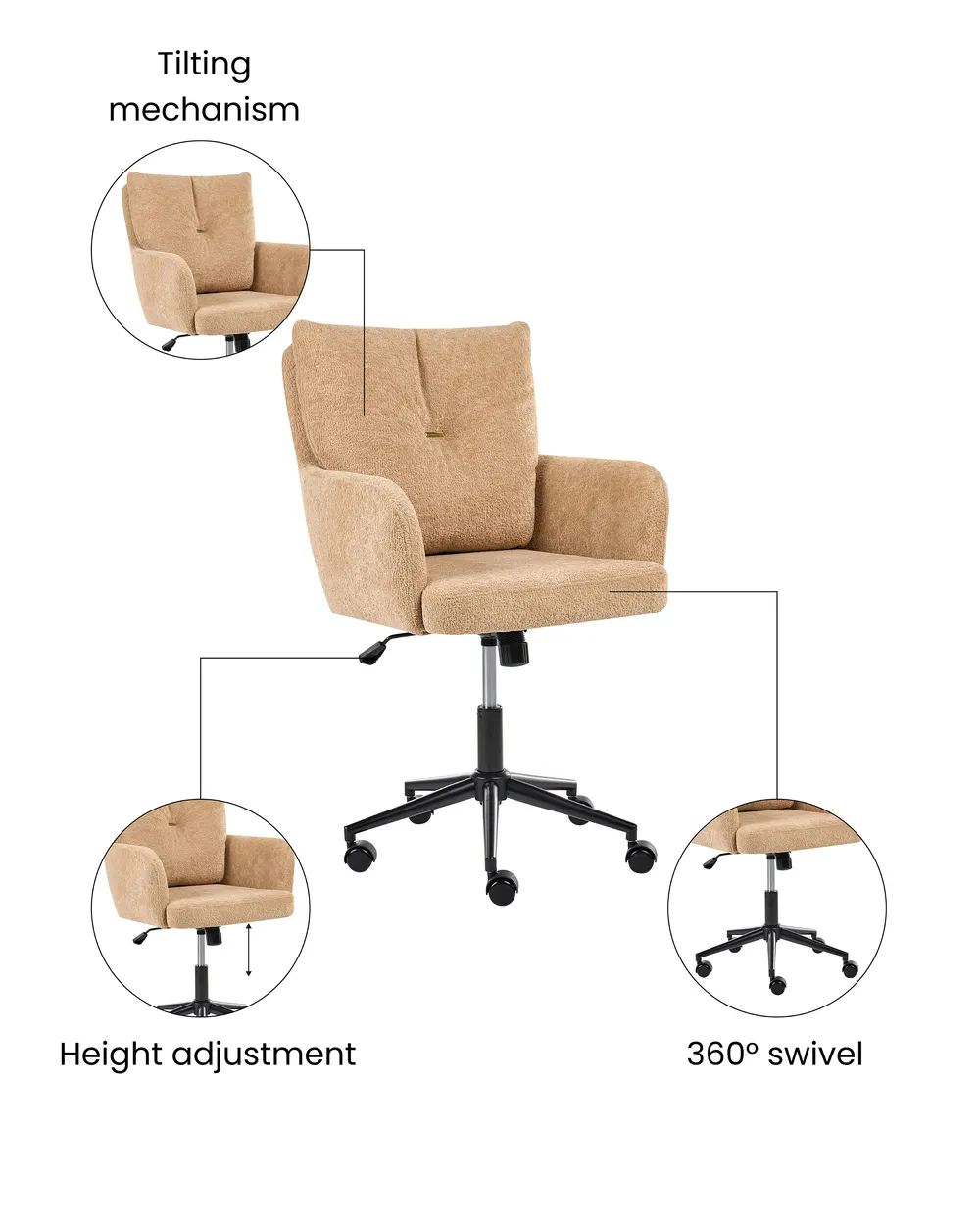 Desk Chair ALPINE Fabric Beige_1071083