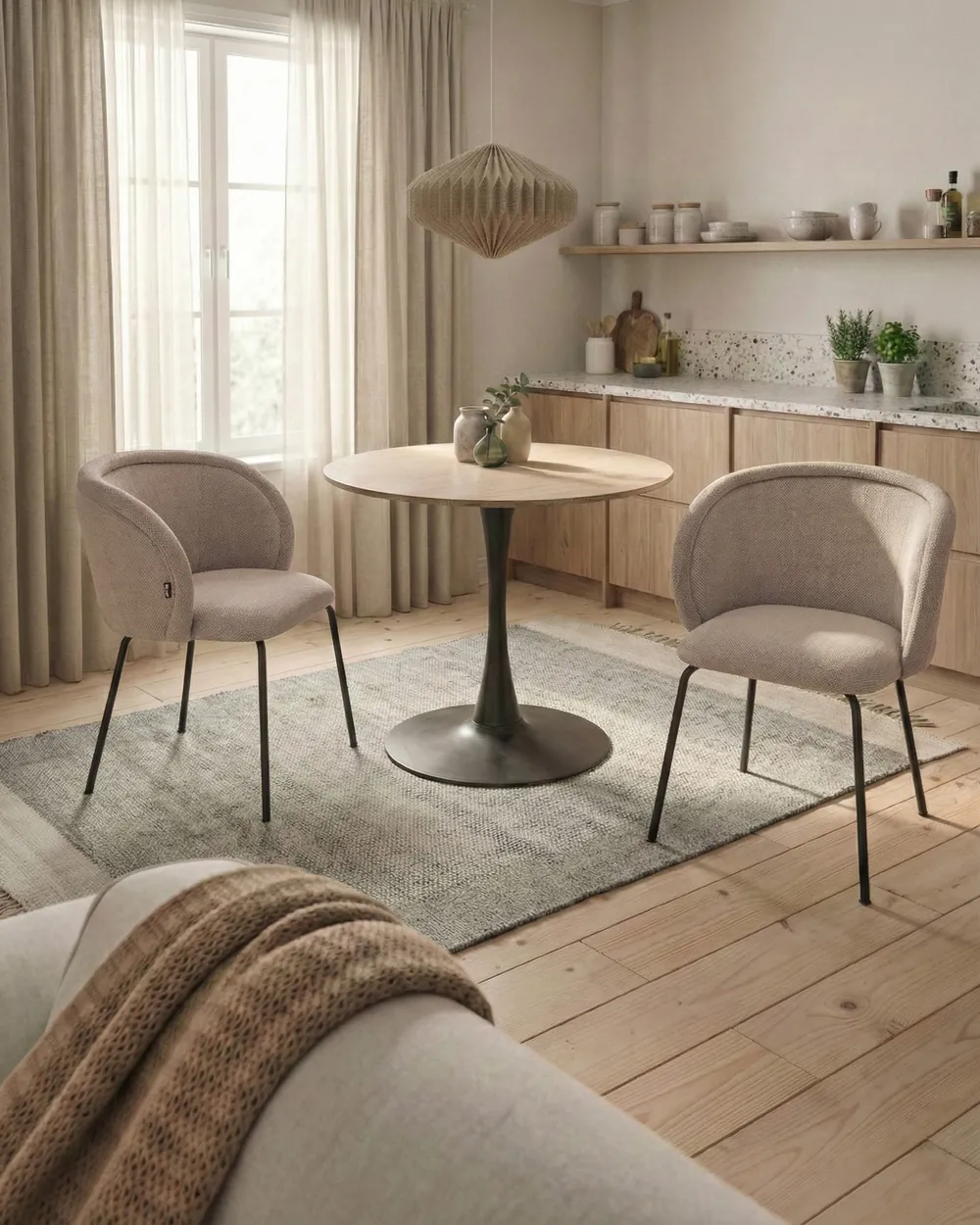 Set of 2 Dining Chairs SARASOTA Fabric Taupe