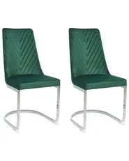 Set of 2 Dining Chairs ALTOONA Velvet Emerald Green_795757