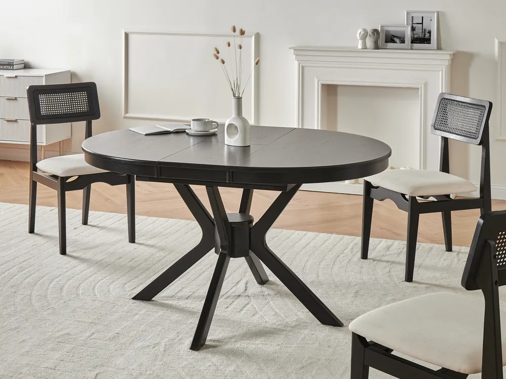 Extending Dining Table TYMIS Black Oak 107/137 cm 107 cm