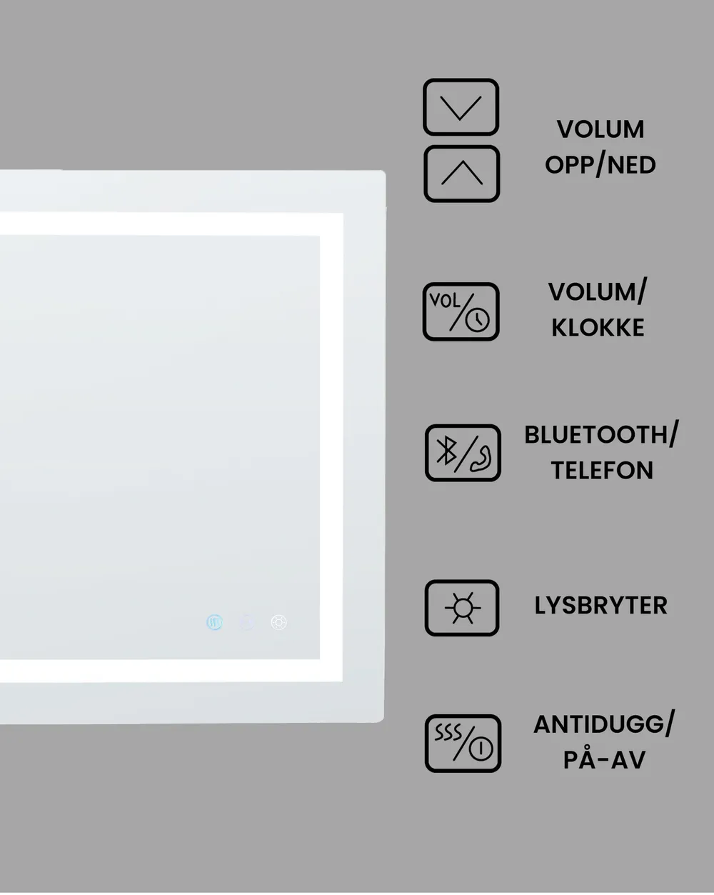 LED-baderomsspeil PRENOIS 80 cm 60 cm Sølv_940478