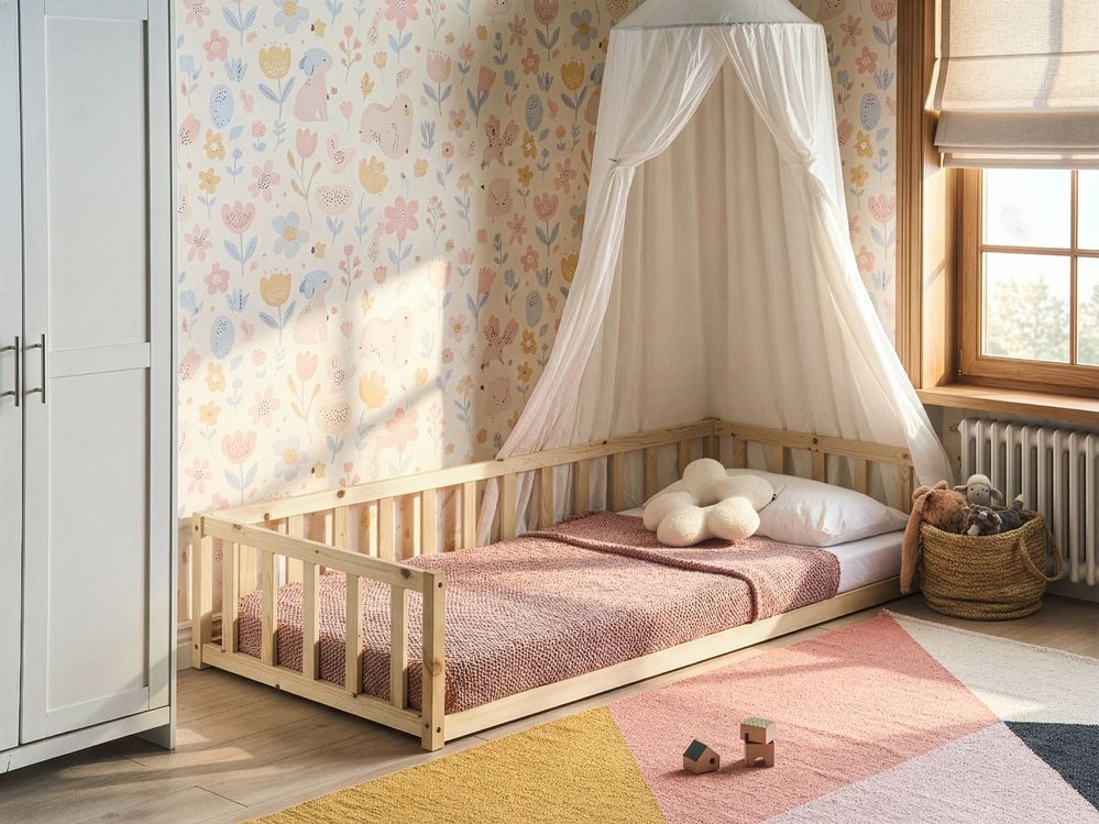 Kids Bed Pine Wood AURIBEAU 90 x 200 cm (EU Single) Light Brown