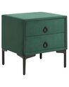 2 Drawer Bedside Table SEZANNE Velvet Dark Green