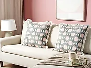 Set med 2 prydnadskuddar DIANTHUS 60 x 60 cm Flerfärgad Geometriskt tryck_1182632