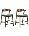 Set of 2 Bar Chairs LILLY Dark Green/ Brown