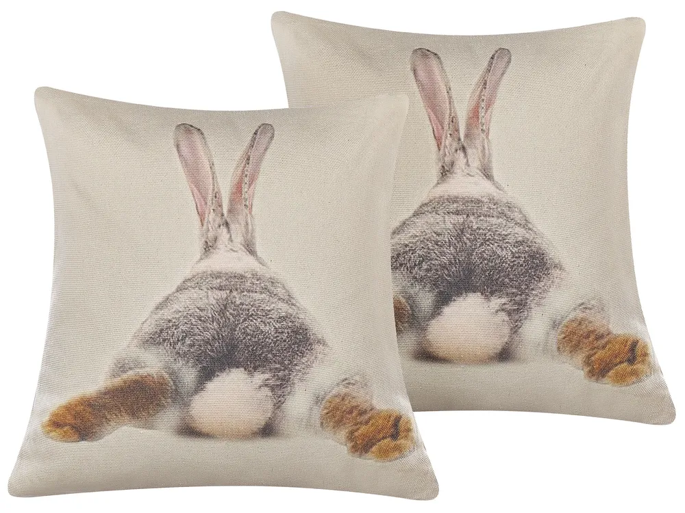 Set of 2 Decorative Cushions BUXUS 45 x 45 cm Taupe