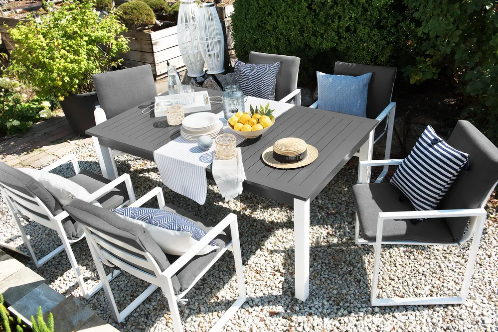 Garden Dining Set 6 Seater PANCOLE with Cushions Metal Grey