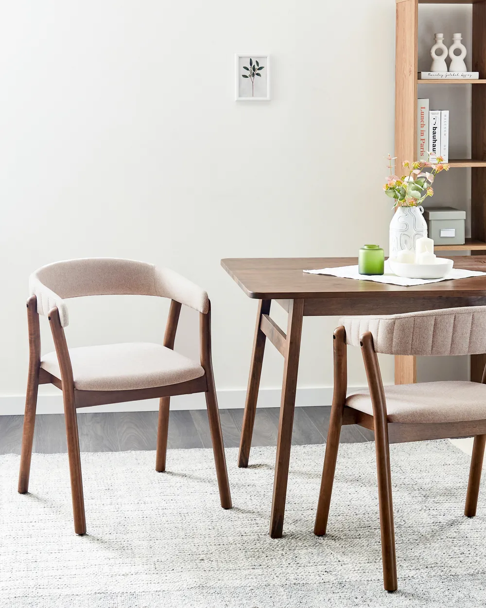 Set of 2 Dining Chairs MYLO Fabric Dark Brown/ Beige