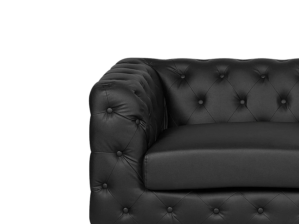Soffa 3-sits VISSLAND Konstläder Svart_741119