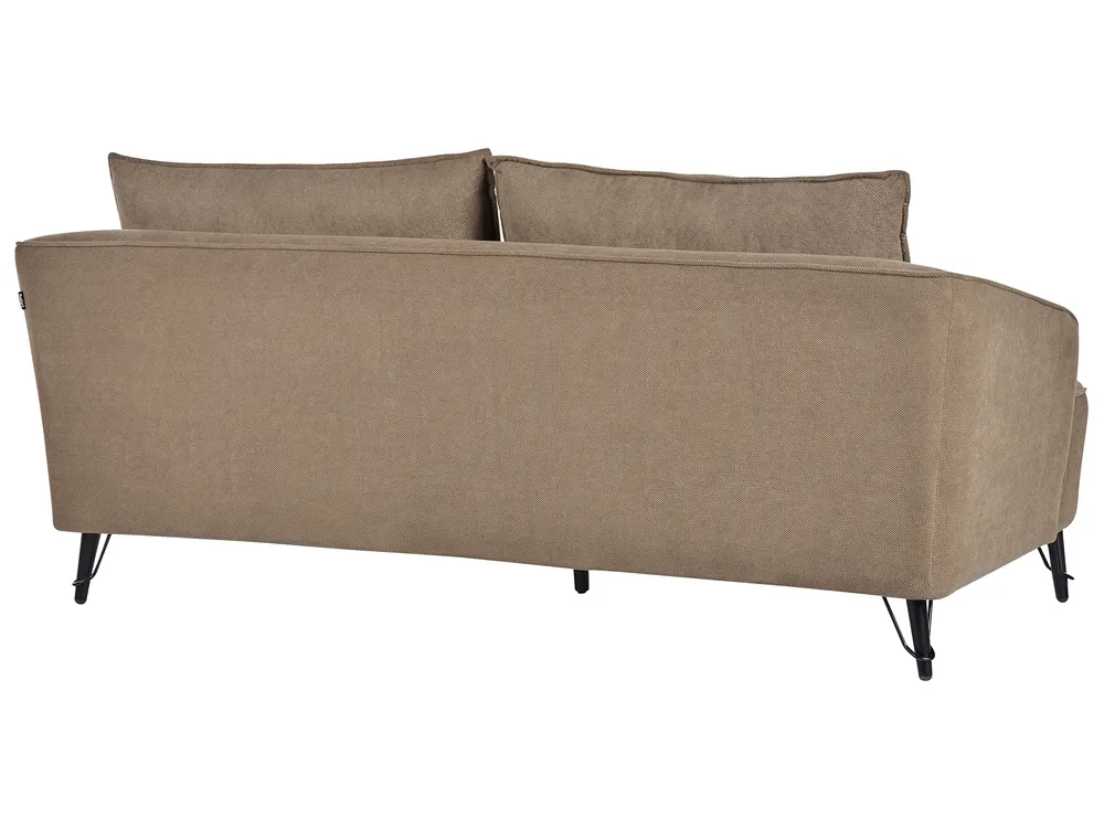 Living Room Set 5 Seater HOBRO Fabric Brown_949731