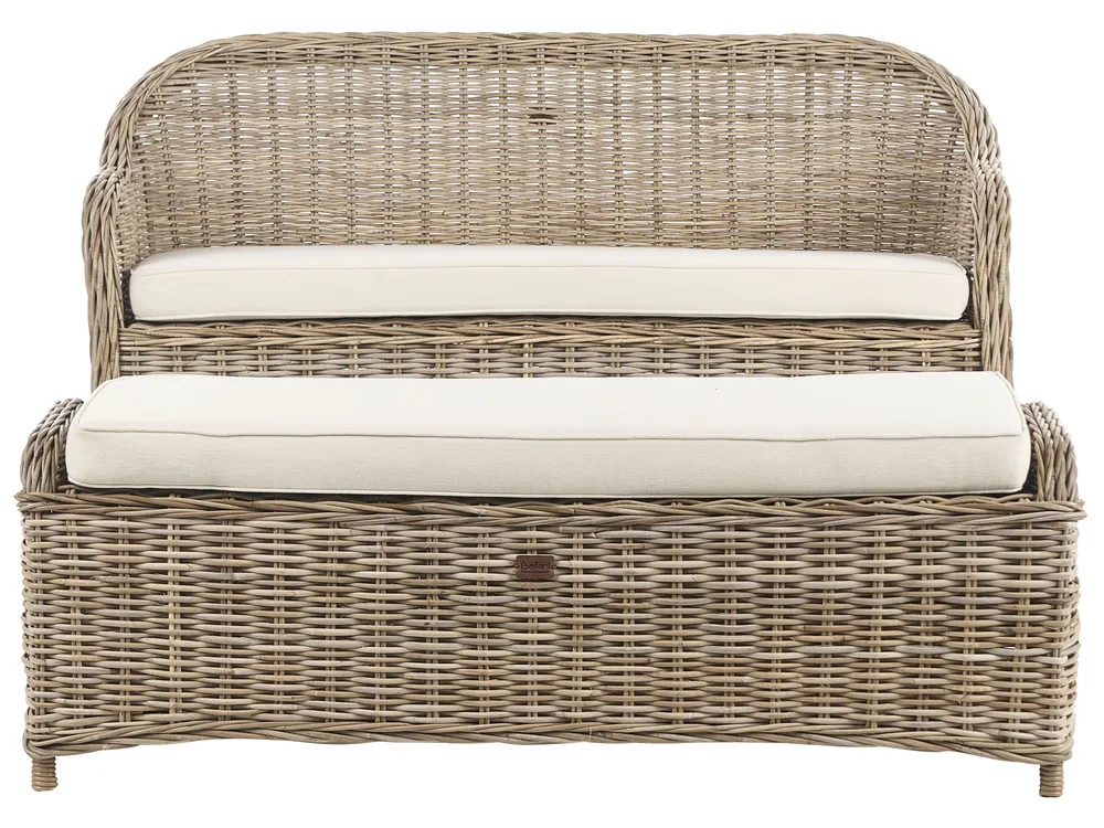 Garden Bench with Cushion SUSUA 141 cm with Ottoman Rattan Natural_957609