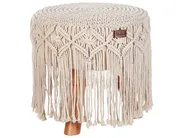 Footstool Macramé NAWABAD Cotton Beige_904438