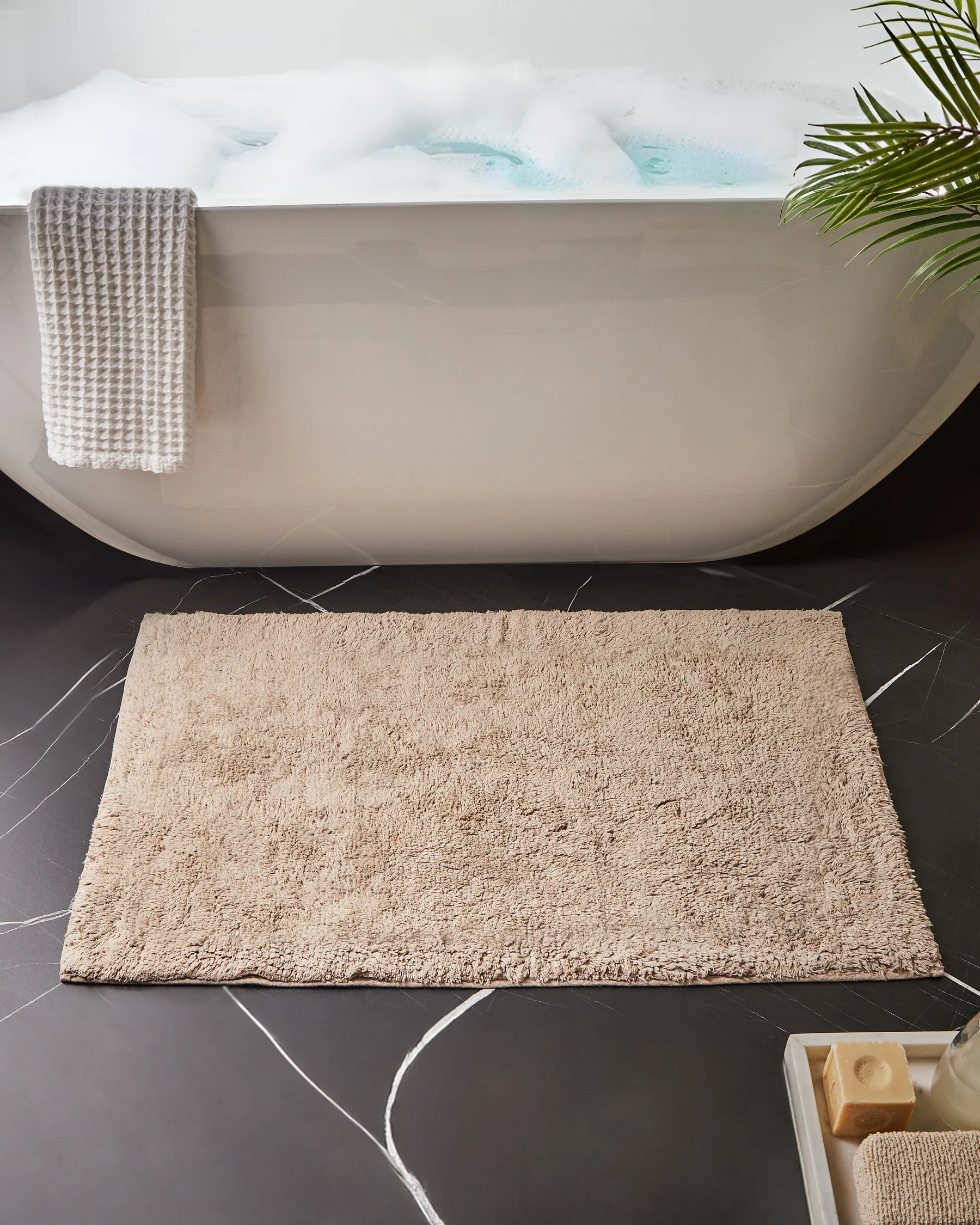 Bath Mat GOELA Light Brown 60 x 90 cm Cotton_1025848