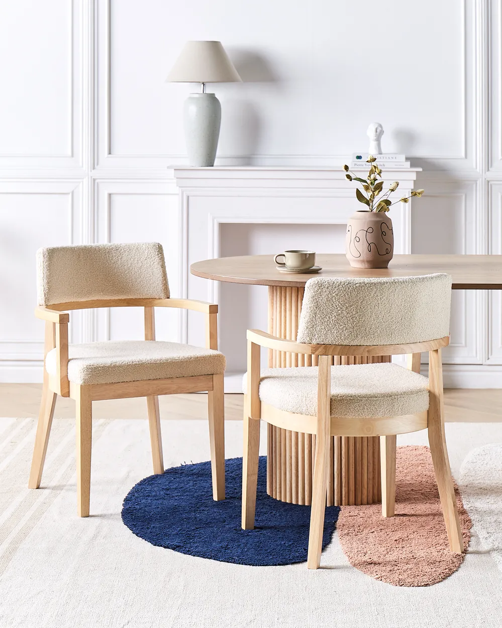 Set of 2 Dining Chairs DALBO Boucle Light Brown/ Beige