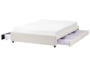 Bed with Storage Drawers without Headboard PRADES Fabric Light Beige 140 x 200 cm (EU Double)_996123