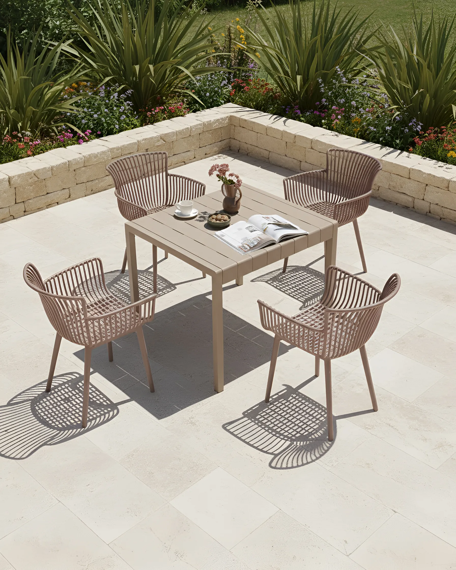 Set of 4 Garden Chairs PESARO Brown_1027715