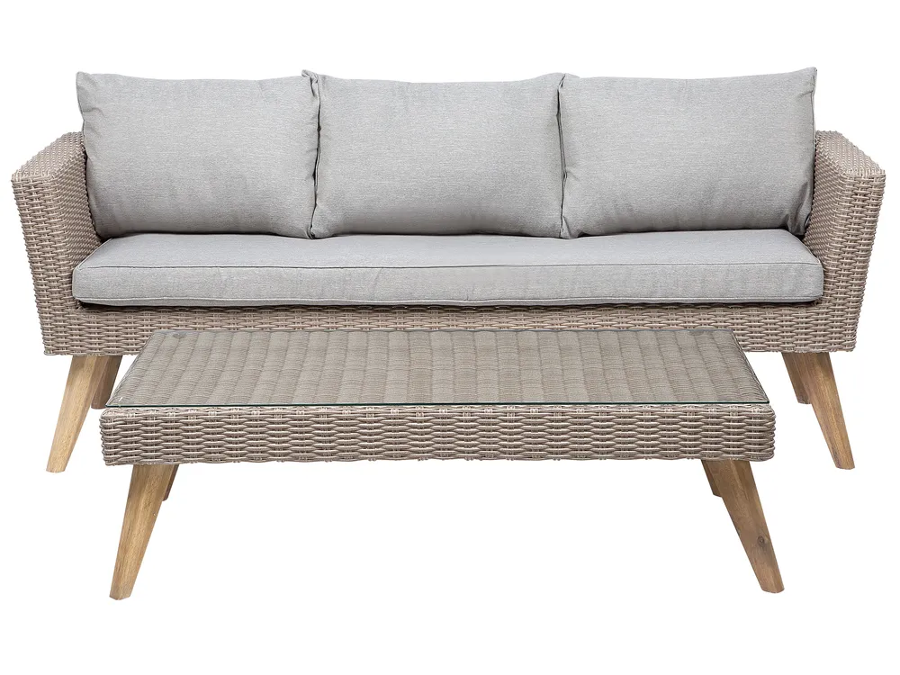 Garden Lounge Set with Table 5 Seater VITTORIA PE Rattan Grey_745855