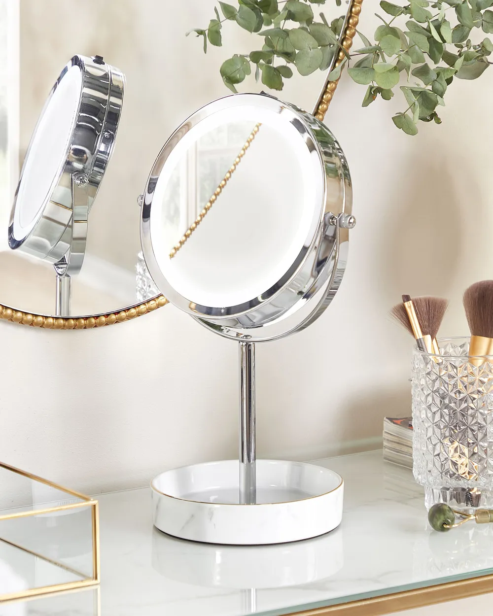 Makeup Mirror LED SAVOIE White/ Silver