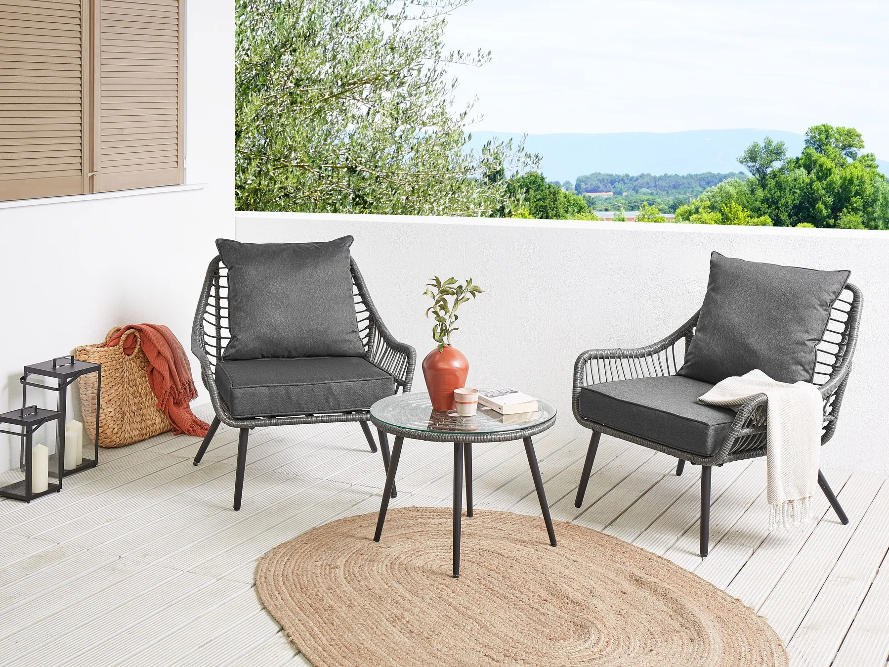Outdoor Cushion Cover Set LAURETO Dark Grey_986071
