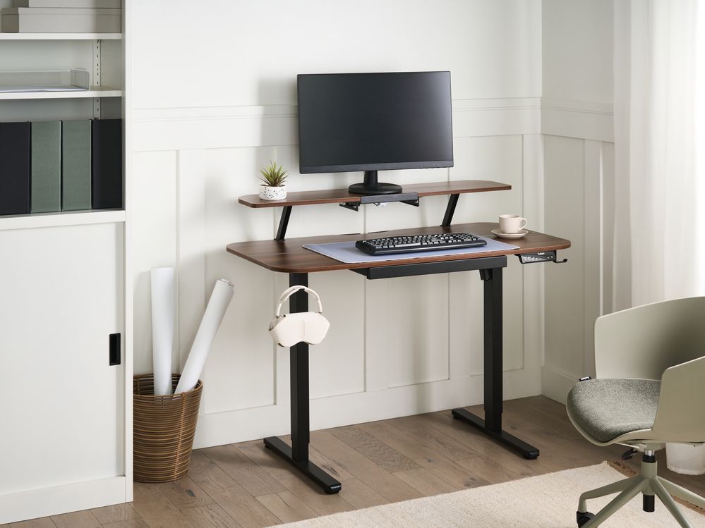 Työpöytä sähkösäädettävä WILBANKS 120 cm 60 cm USB-portilla Ruskea/musta
