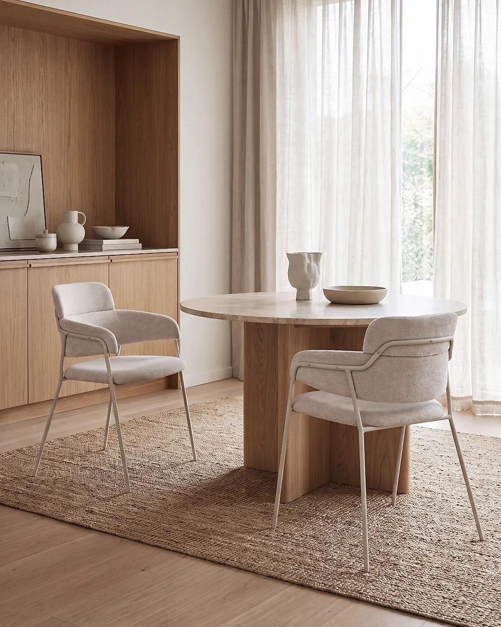 Ruokatuolisetti 2 kpl PAONIA Chenille Vaaleanbeige_1184054