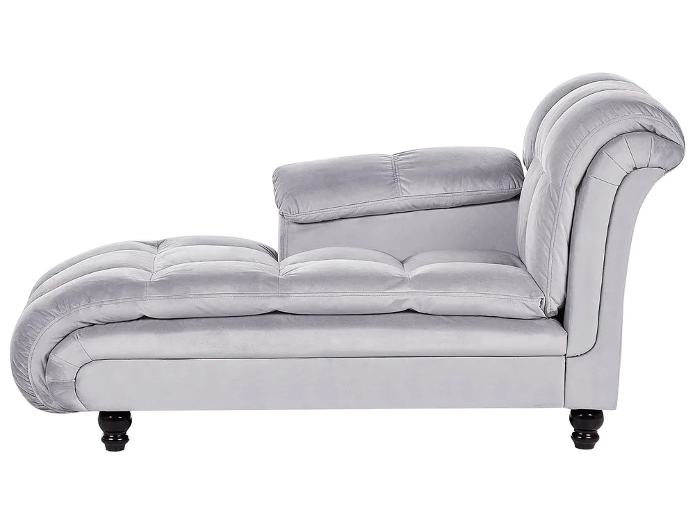 Right-Hand Chaise Longue LORMONT Velvet Light Grey