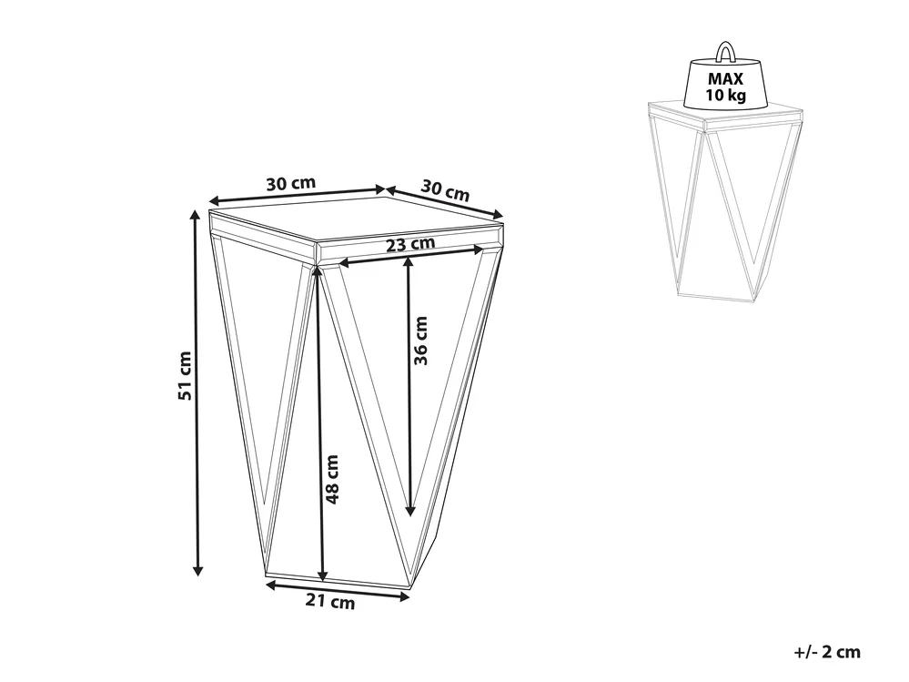 Side Table LUXEY Glass Mirrored Silver_850884