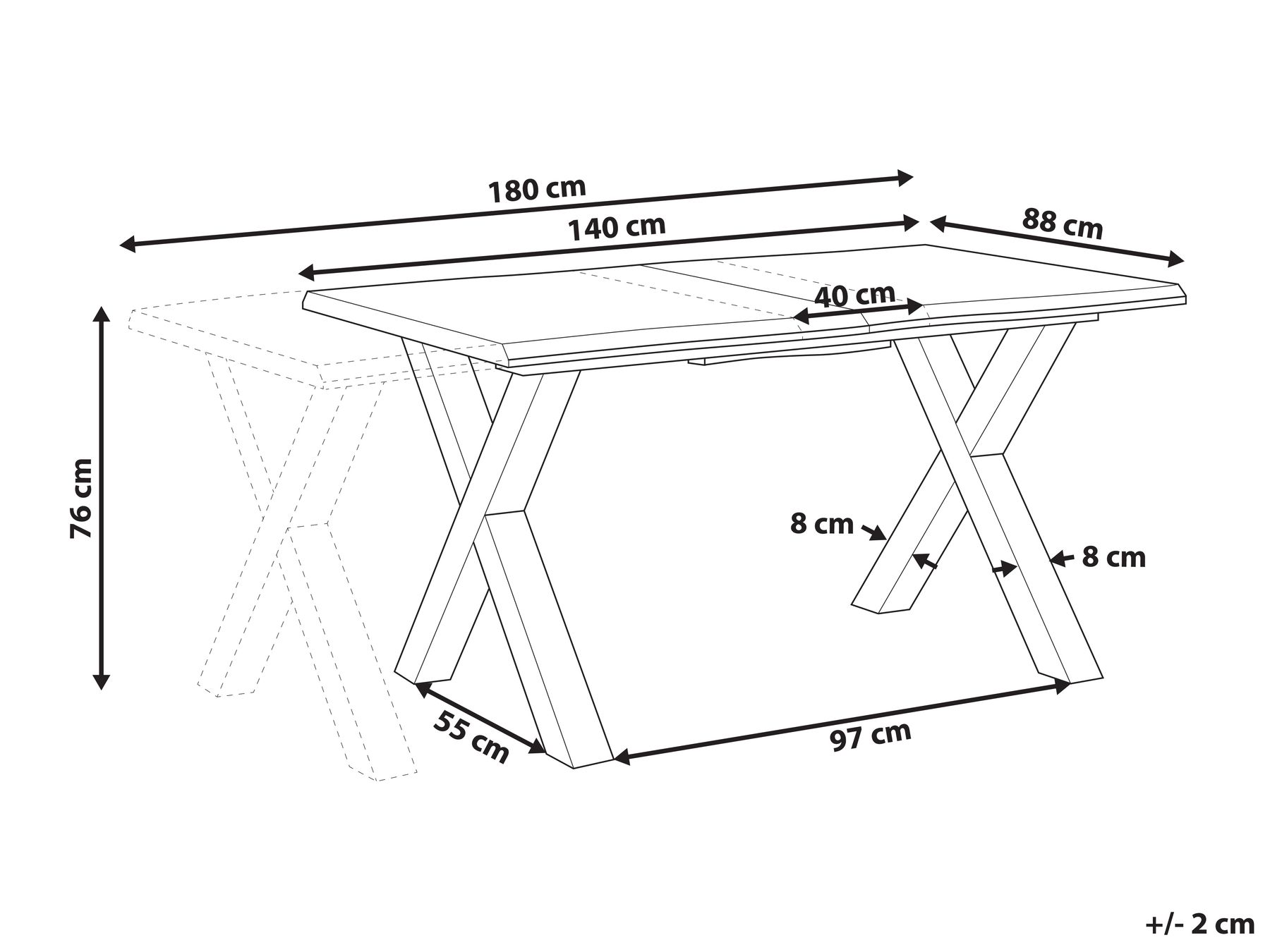 Extending Dining Table BRONSON Dark Brown 140/180 cm 90 cm_790967