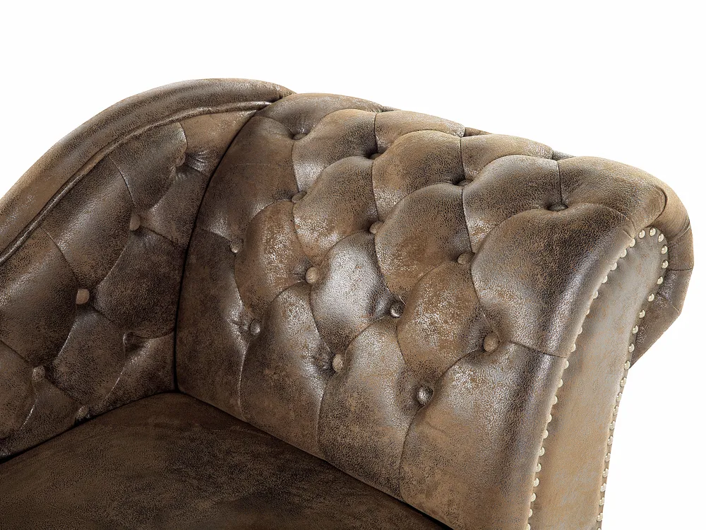 Right-Hand Chaise Longue NIMES Faux Suede Brown_697503
