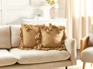 Set of 2 Decorative Cushions OLEARIA 45 x 45 cm Cotton Beige Solid_914012
