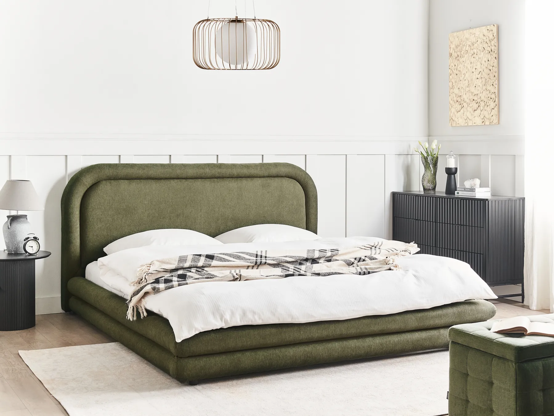 Bed Faux Linen LAVARDENS 180 x 200 cm (EU Super King) Green_970998