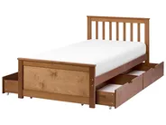 Bed with 4 Drawers OLENDON Pine Wood Brown 90 x 200 cm (EU Single)_1068445