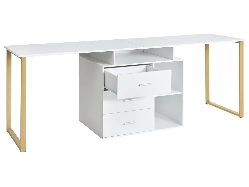 Työpöytä säädettävä ASHMORE 165/220 cm 55 cm Valkoinen_1053981