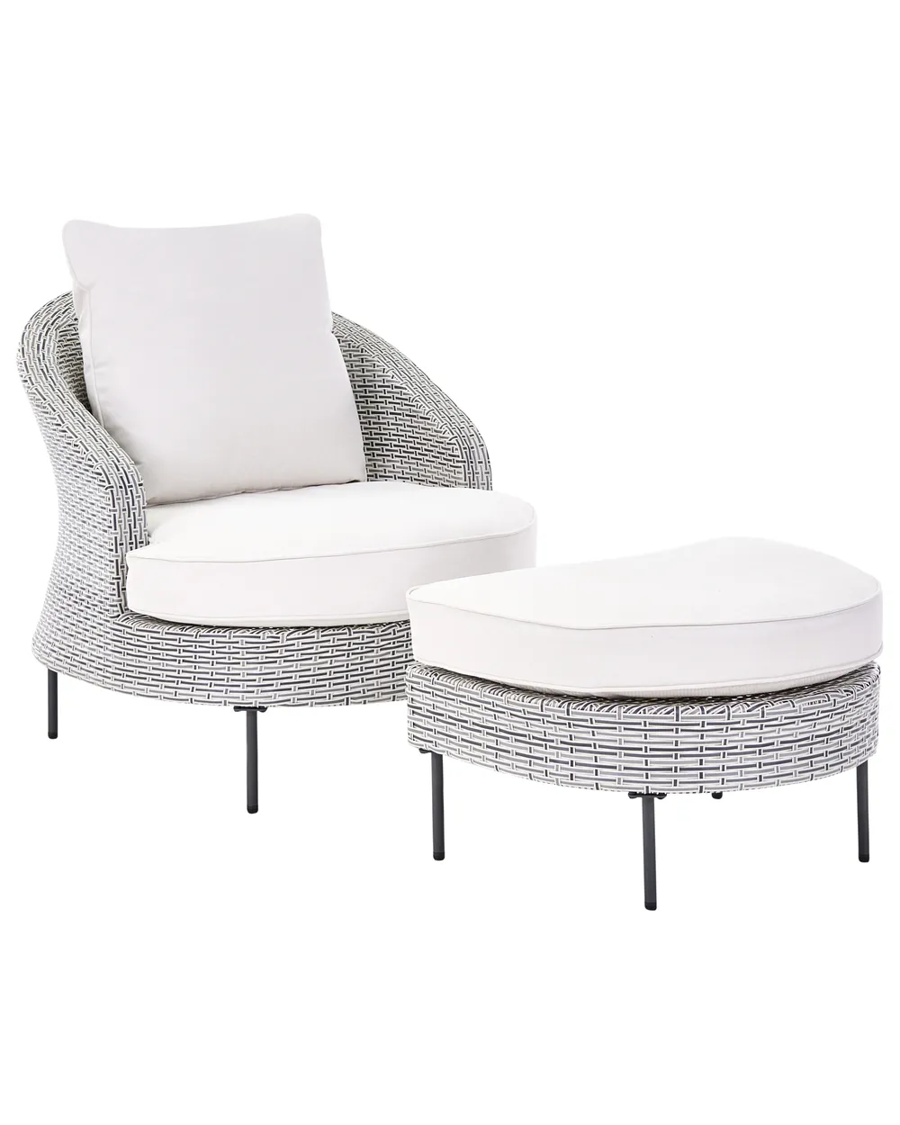 Garden Armchair with Ottoman ARCILLE PE Rattan Grey