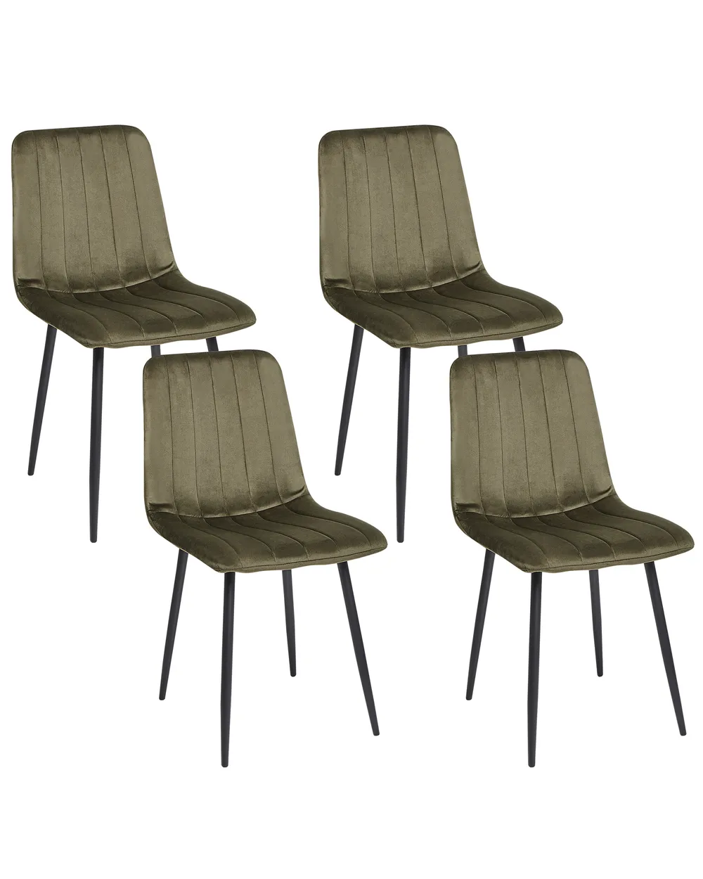 Set of 4 Dining Chairs KALISPELL Velvet Olive Green