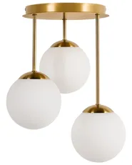 3 Light Pendant Lamp RIANA Glass Metal Brass_1029103