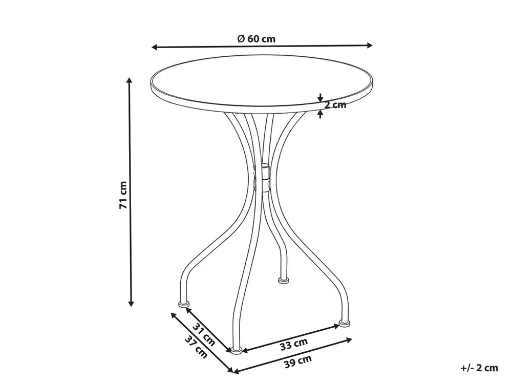 Bistrobord SIROLO 60 cm 60 cm Metall Hvit/blå_1155869
