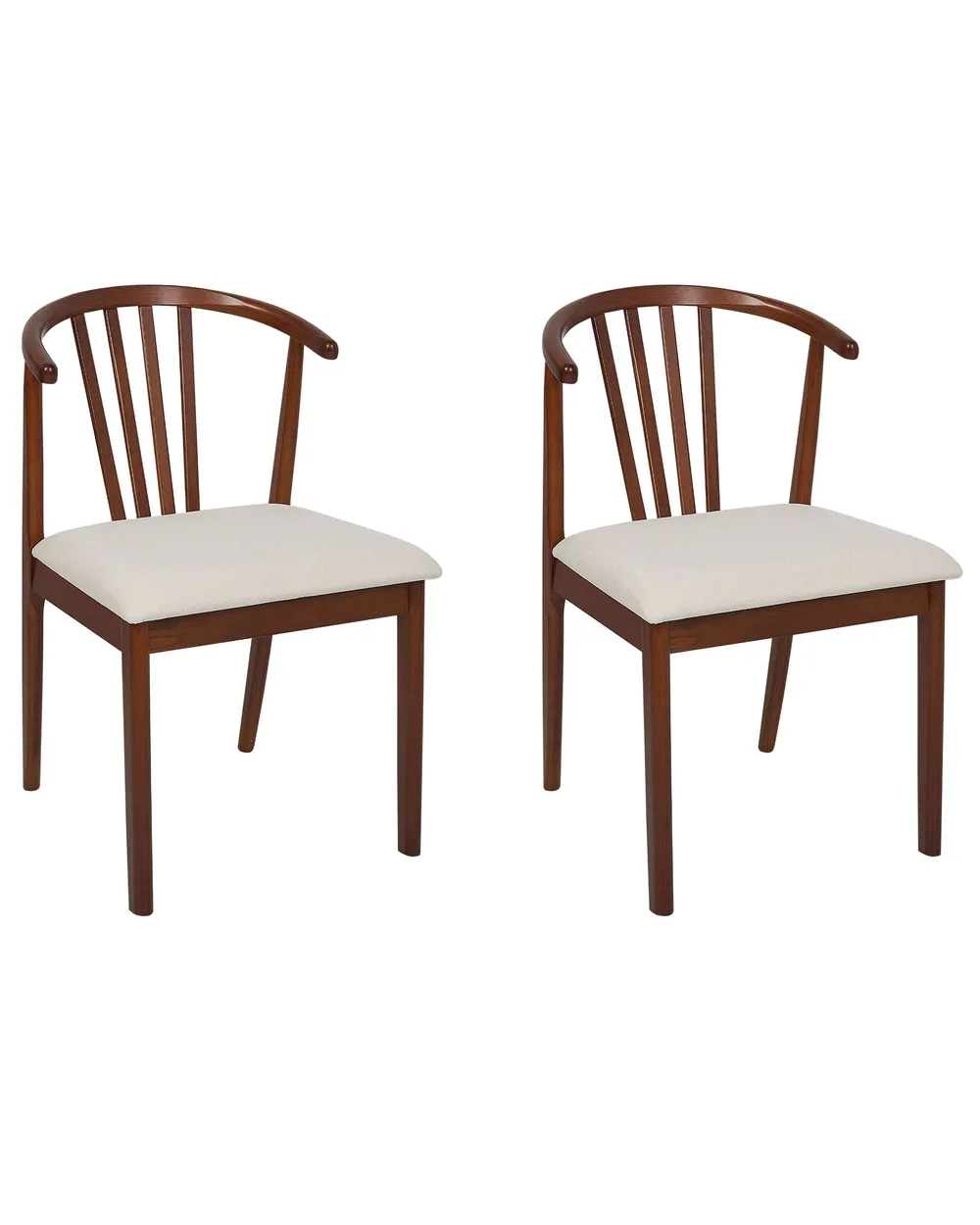 Set of 2 Dining Chairs CRAIG Wood Dark Brown/ Beige